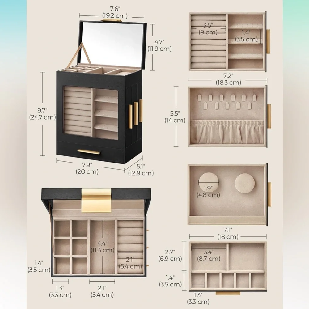 Black Jewelry Box with glass window